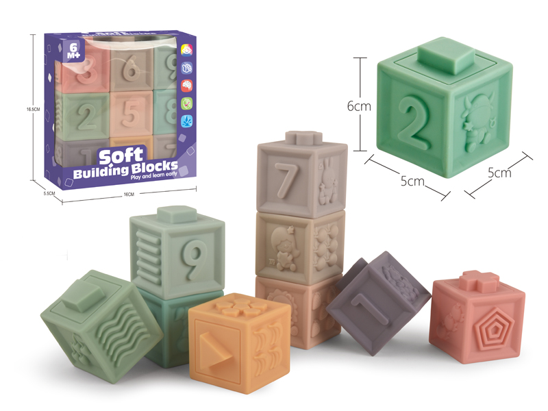 9PCS Soft Plastic Number Building Blocks
