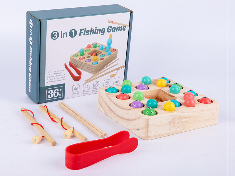 Wooden 3 In 1 Fishing Game