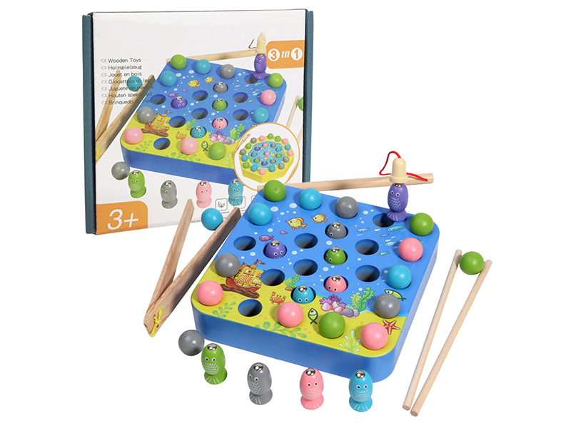 Wooden 3 In 1 Fishing Game
