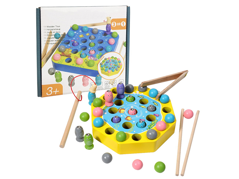 Wooden 3 In 1 Fishing Game