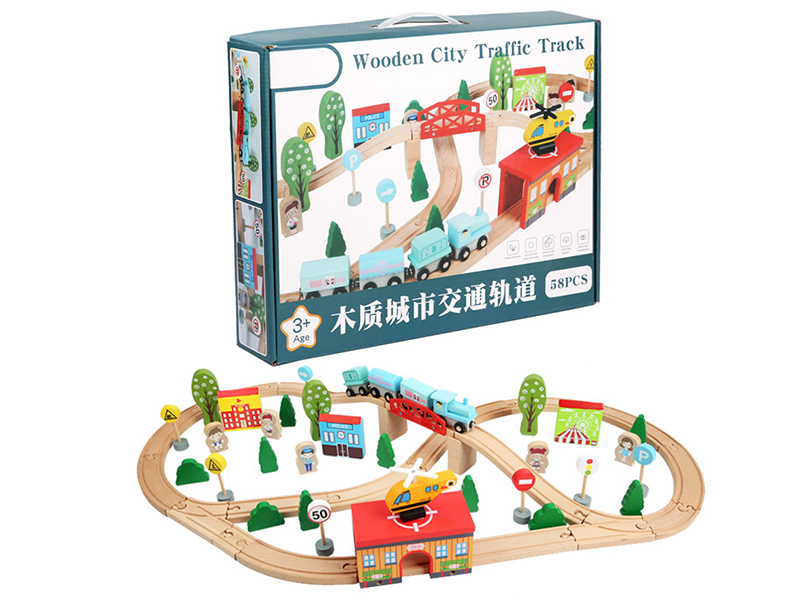 Wooden City Traffic Track 58pcs