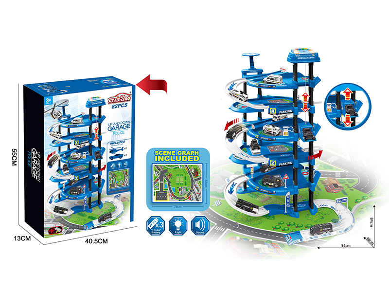 82PCS Multifunctional 5-Storey Police Lift Parking Set With Light And Sound