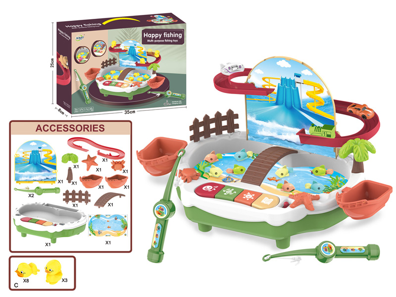 B/O Multifunctional Duckling Slide Fishing Paradise With Light And Music