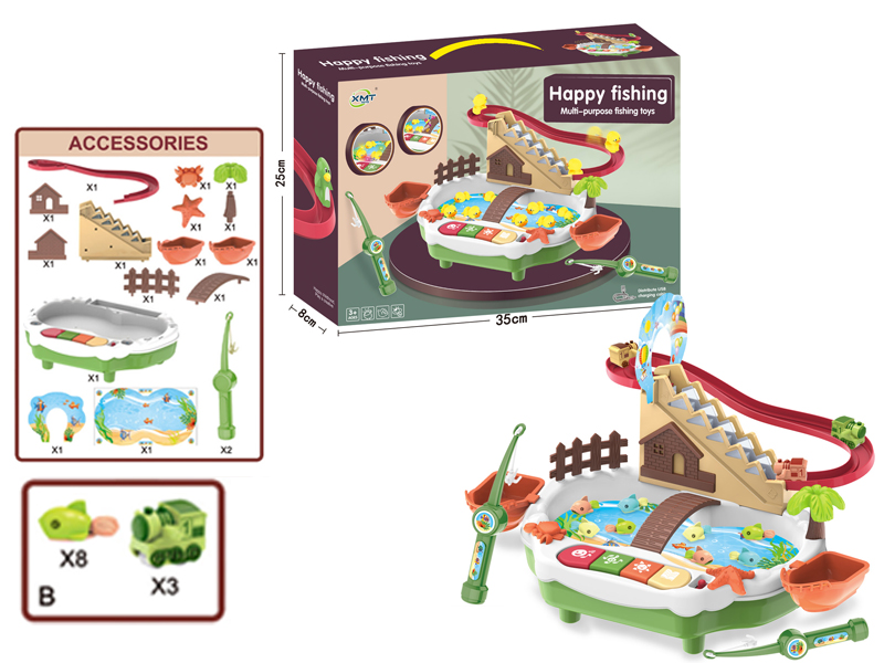 B/O Multifunctional Train Ladder Fishing Paradise With Light And Music