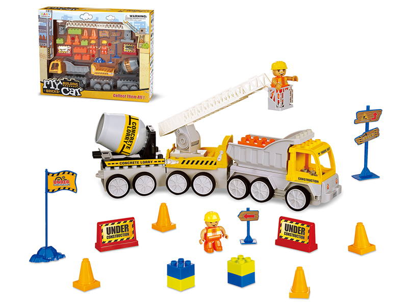 DIY Slide Building Blocks Engineering Truck With Lights 28pcs