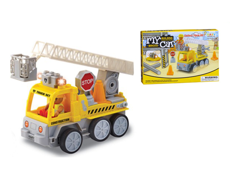 Engineering Truck Building Blocks Assembly Set(Slide/Fire Ladder)10pcs/With Light