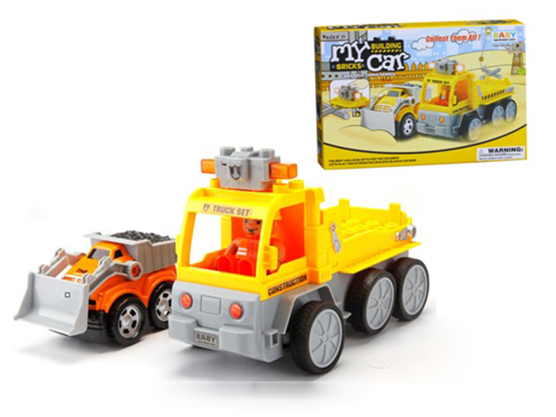 Engineering Truck Building Blocks Assembly Set(Slide/BB Car)11pcs/With Light