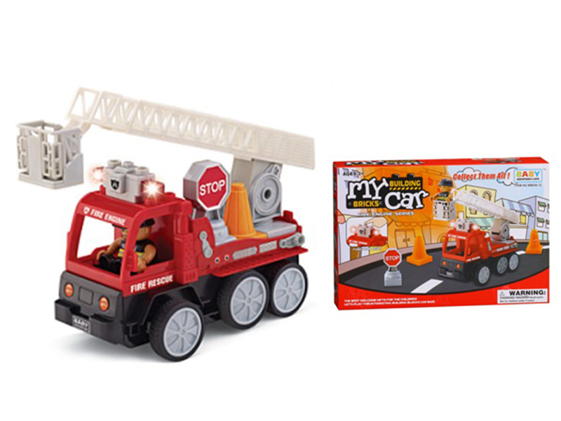 Building Blocks Fire Engine Set(Slide/Fire Ladder)10pcs/With Light