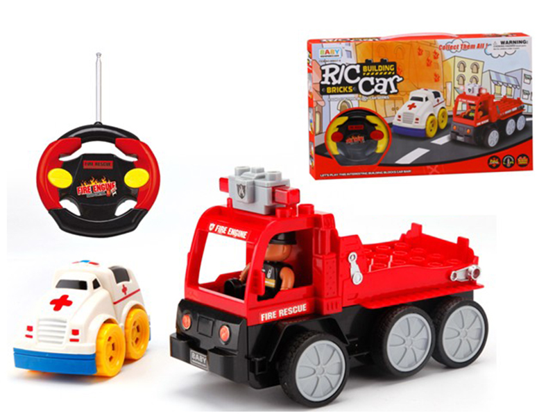 Building Blocks Fire Engine Set(Remote Control/BB Car)9pcs/With Light
