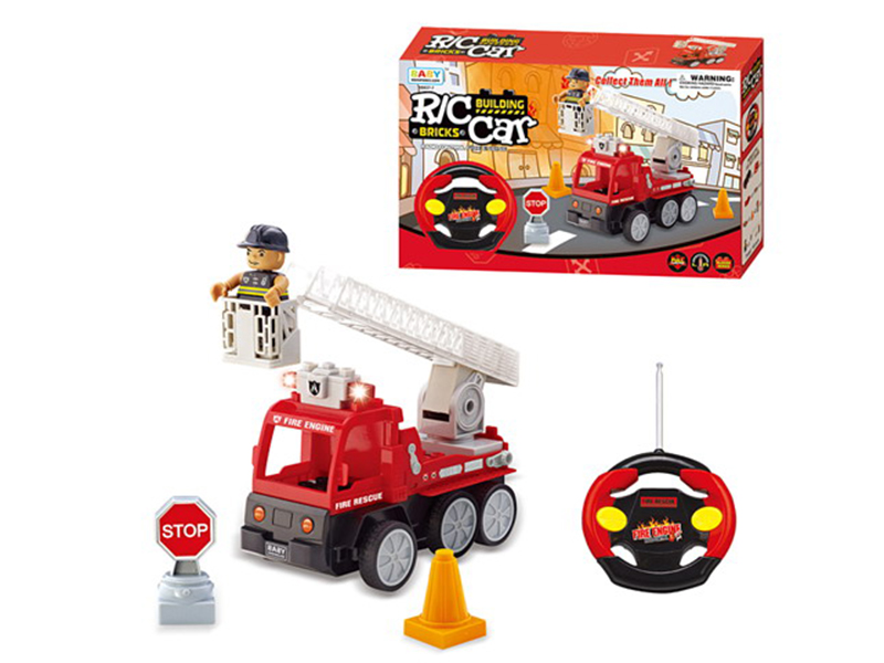 Building Blocks Fire Engine Set(Remote Control/Fire Ladder)10pcs/With Light