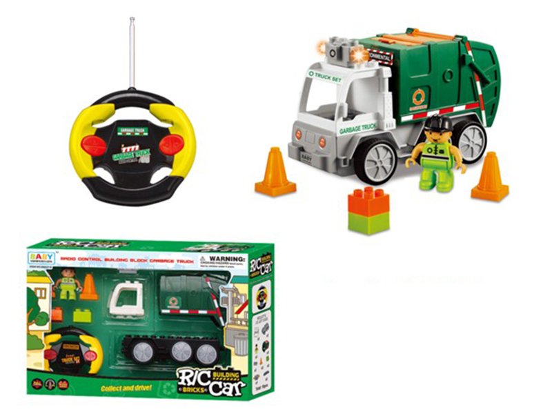 Remote Control Building Blocks Rubbish Car With Light 12pcs