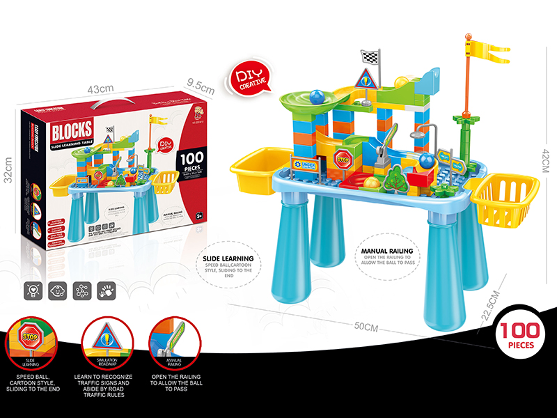 Slideway Rolling Ball Building Blocks Table 100PCS