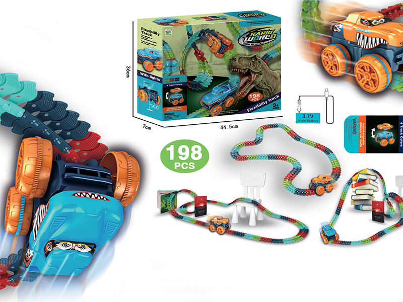 198PCS B/O DIY Dinosaur Rail Car