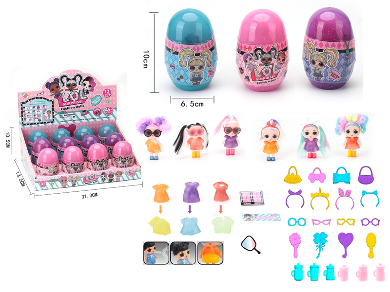 12PCS Dinosaur Egg Hair Transplant Surprise Doll