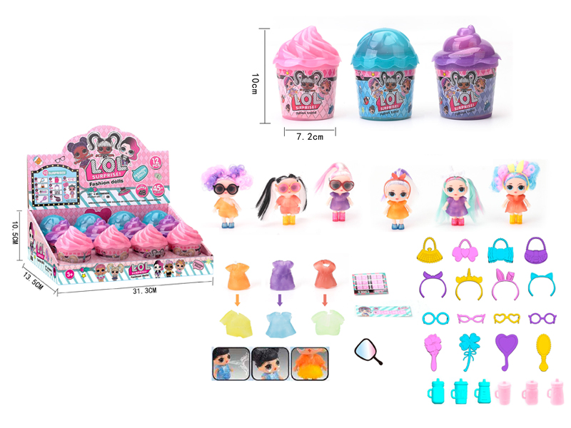 12PCS Ice Cream Cup Hair Transplant Surprise Doll