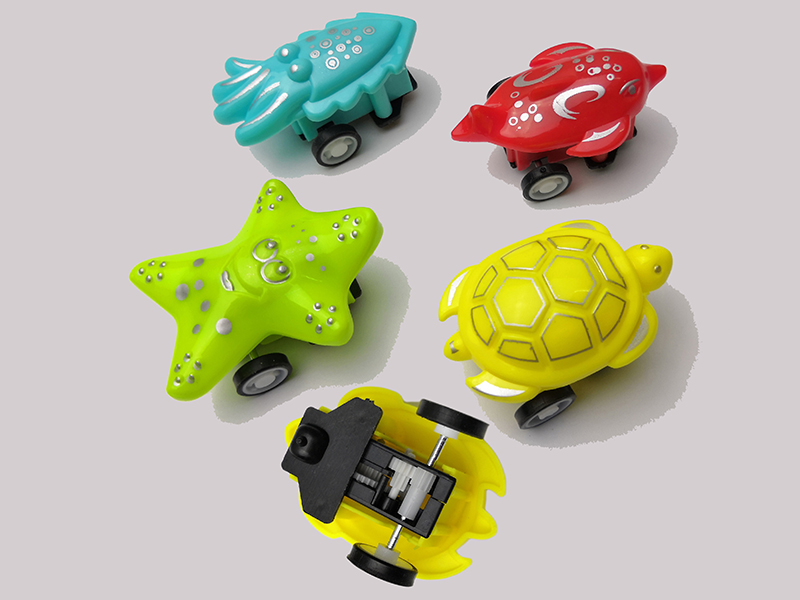 (4)Solid Color Sea Animal Pull Back Car