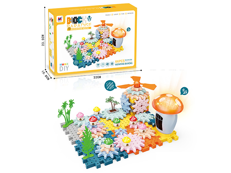 B/O Mushroom House Building Block Paradise With Light And Music