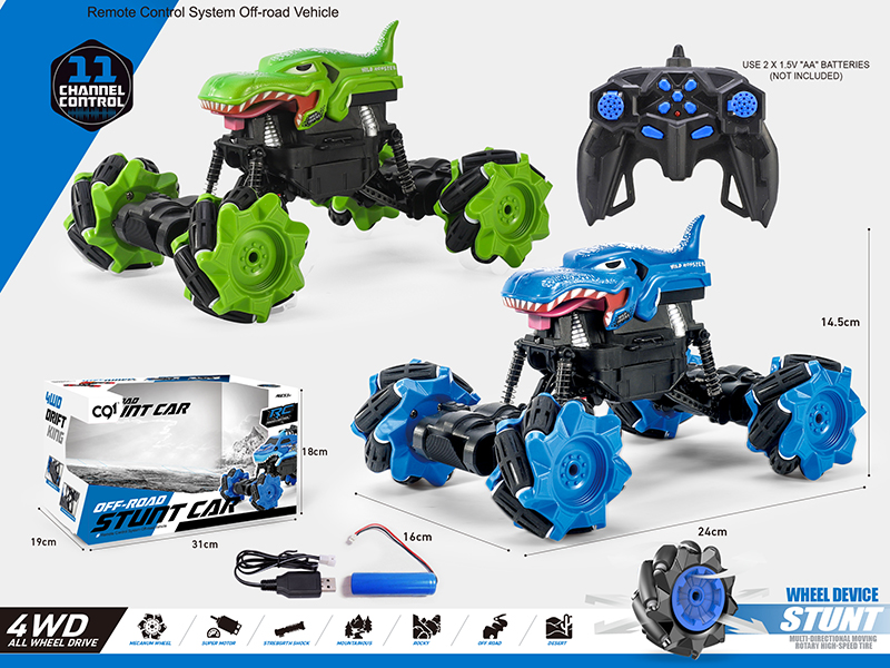 1:16 11 Channel Remote Control Mecanum Wheel Tyrannosaurus Rex Off-Road Stunt Car