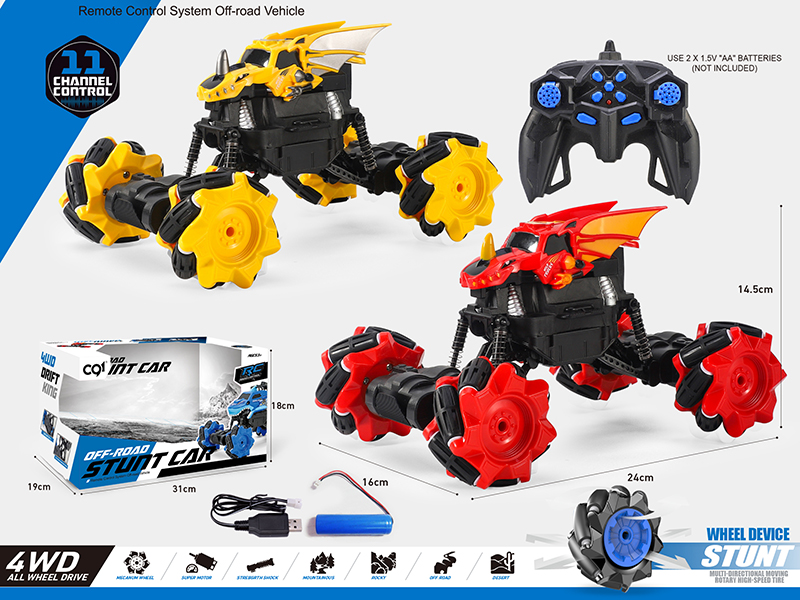 1:16 11 Channel Remote Control Mecanum Wheel Flying Dragon Off-Road Stunt Car