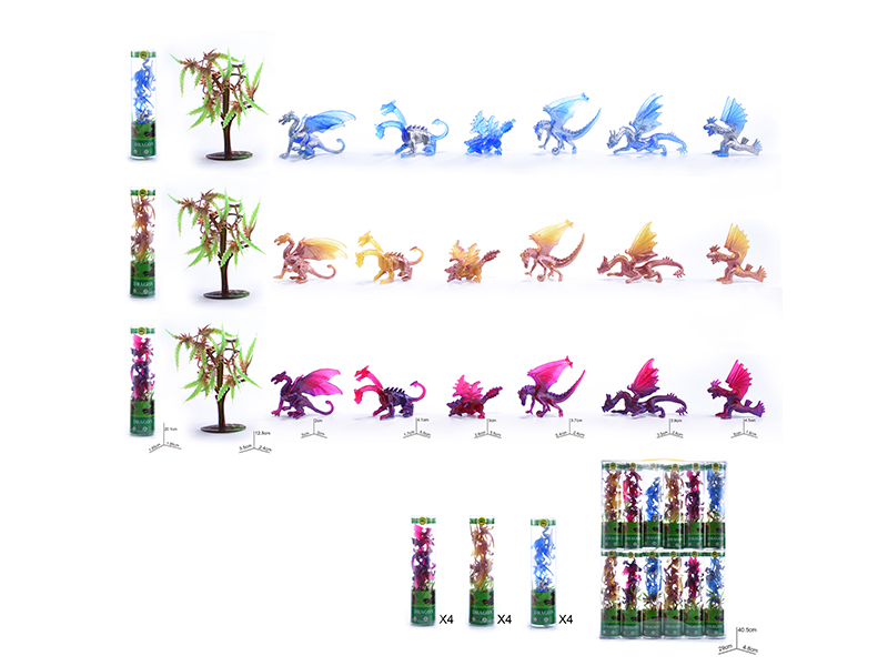 6PCS PVC Paint Dragon