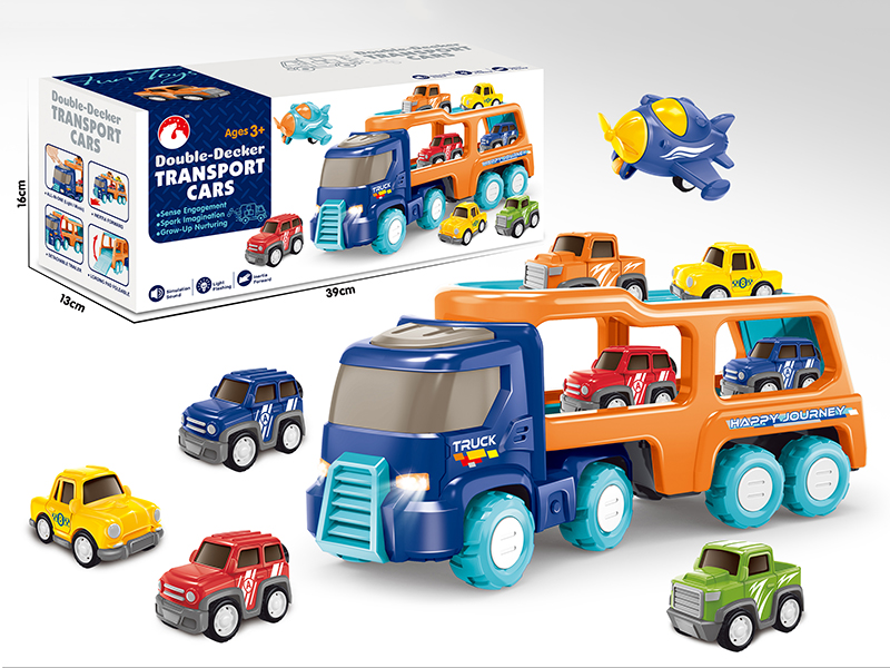 Friction Double-Decker Transport Cars With Sound And Light