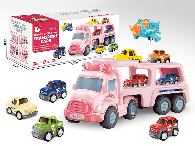 Friction Double-Decker Transport Cars With Sound And Light