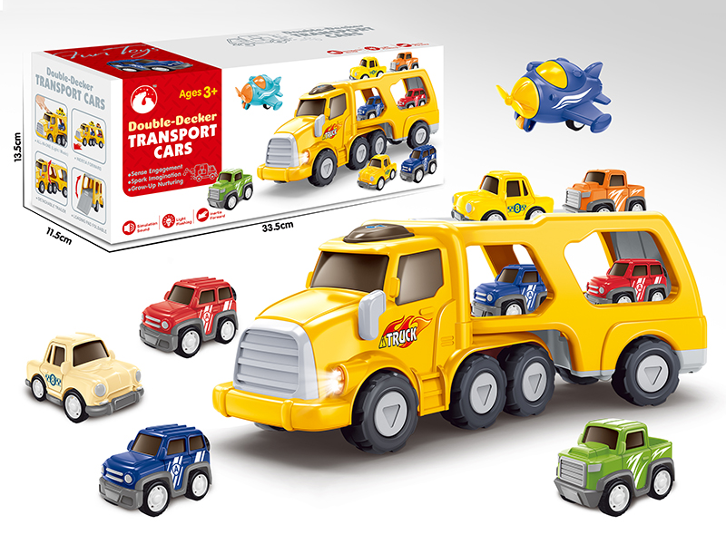 Friction Double-Decker Transport Cars With Sound And Light