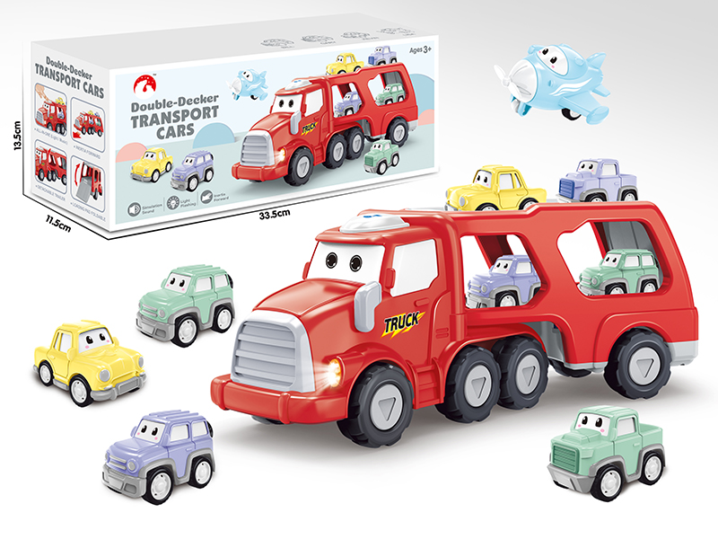 Cartoon Friction Double-Decker Transport Cars With Sound And Light