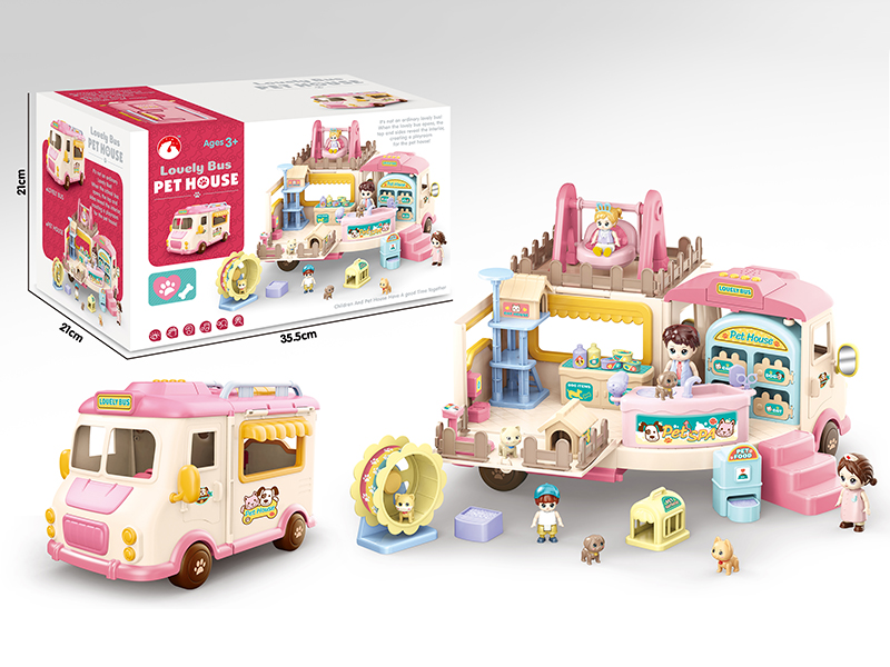 Slide Bus Pet House With Music