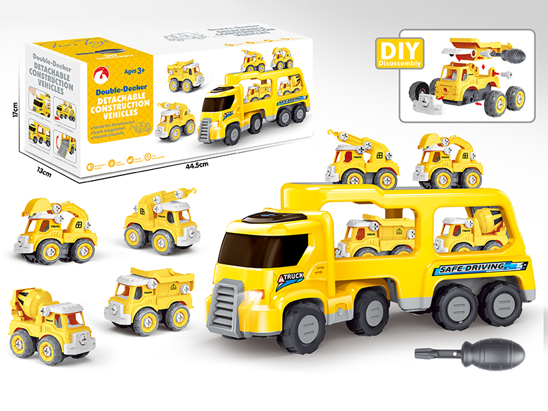 Inertia Double-Decker Detachable Construction Vehicles With Sound And Light