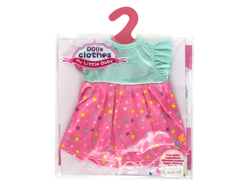 Doll Dress - Pink Green Star Lotus Sleeve Skirt