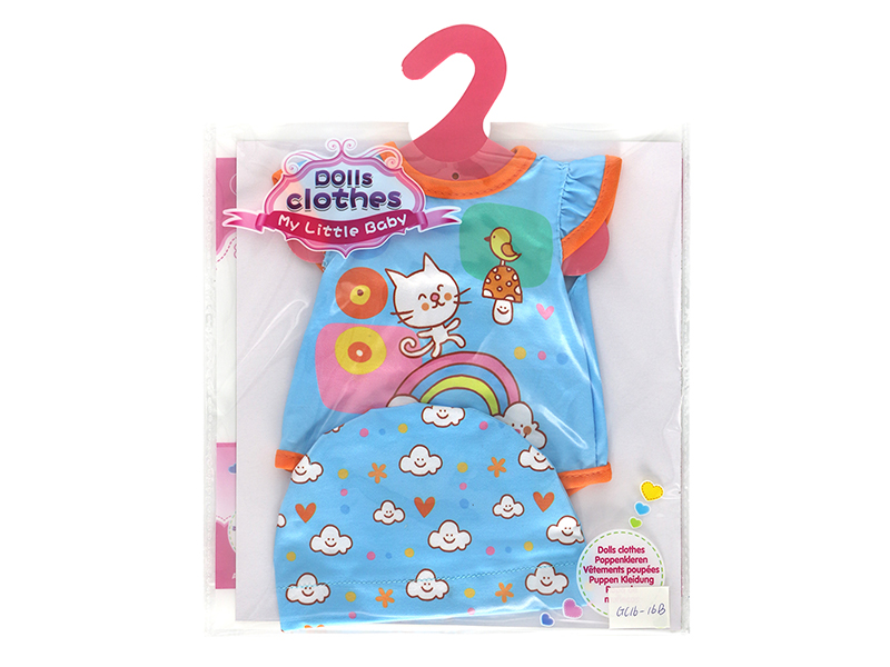 Doll Dress  - Blue Cat Bottom Clothes (Including Hat)