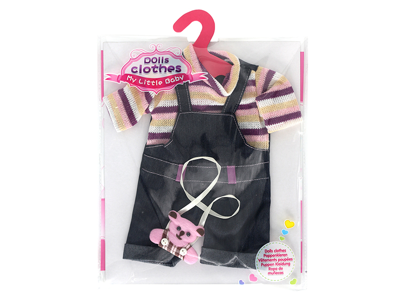 Doll Dress - Purple Wool Denim Suspender Pants (Including Pink Bear Accessories)