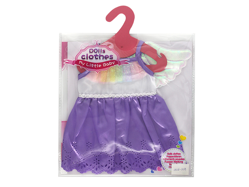 Doll Dress - Pink Purple Winged Floral Skirt