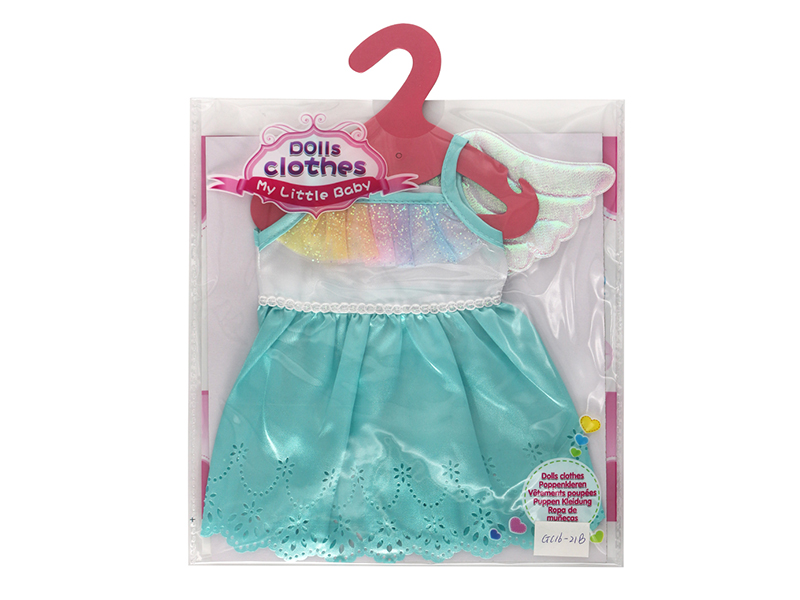 Doll Dress - Pink Green Winged Floral Skirt