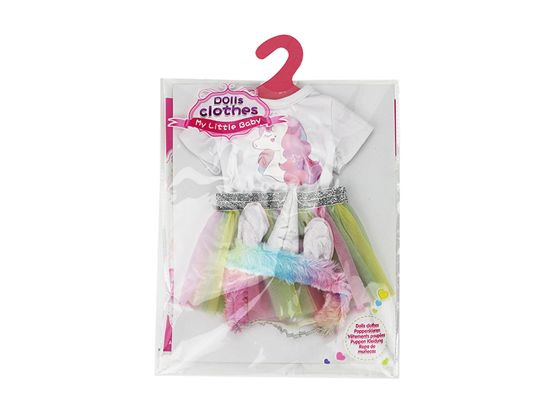 Doll Dress - Colorful Skirt + White Jumpsuit + Head Circumference