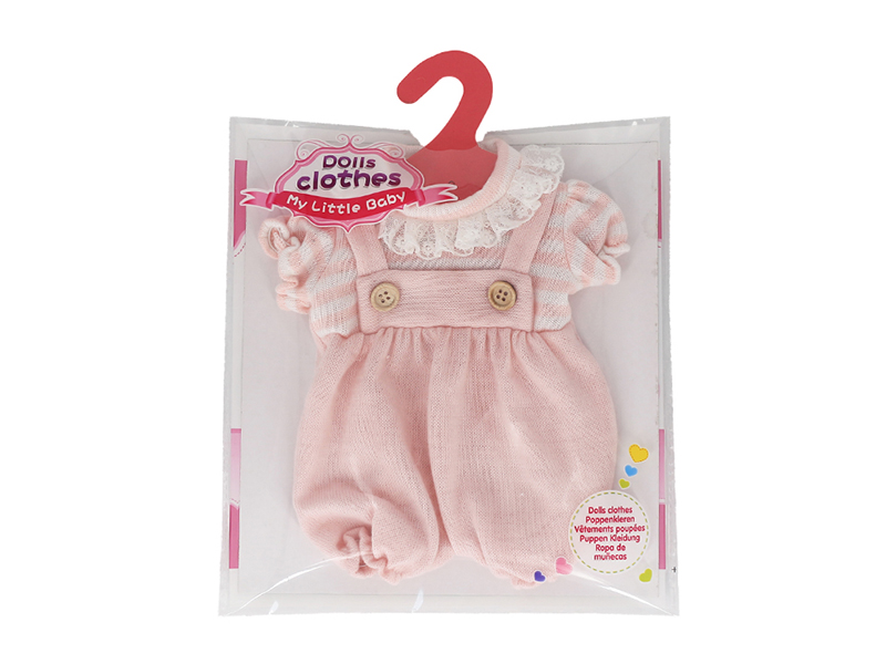 Doll Dress - Pink Striped Wool Suspenders