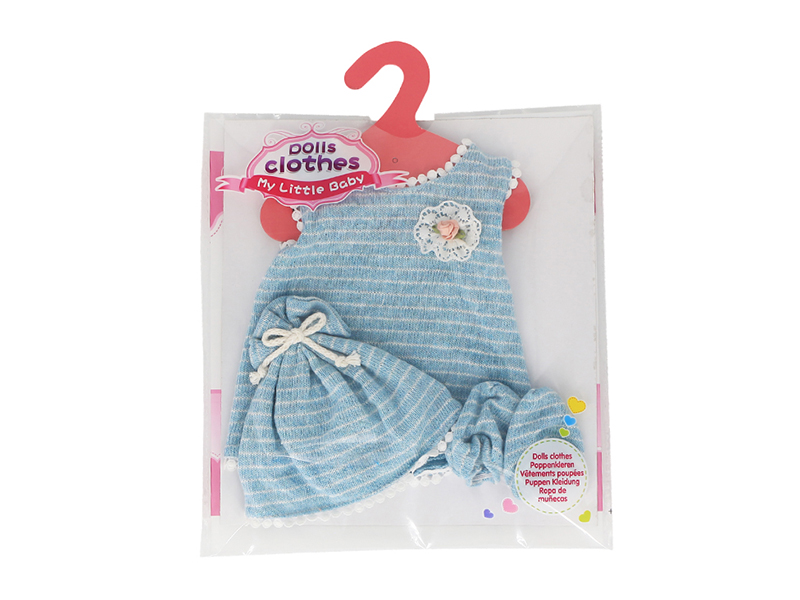 Doll Dress - Blue Striped Wool Skirt (Including Hat Socks)