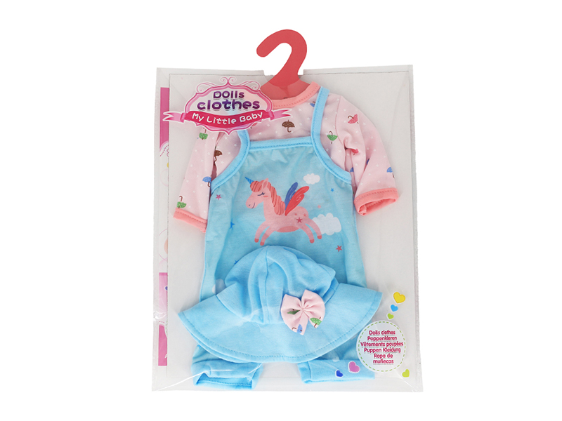 Doll Dress - Blue Unicorn Suit Bodysuit (Including Hat)