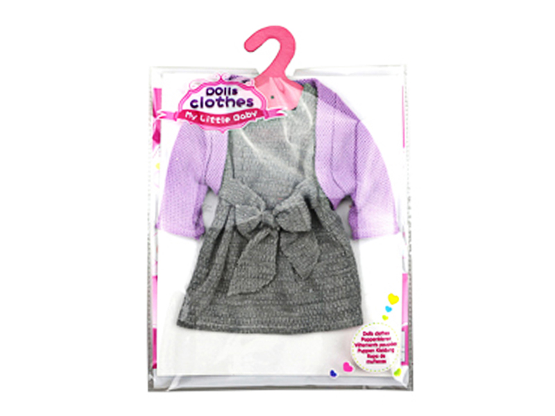 Doll Dress - Silver Grey Straight Skirt And Purple Sweater Coat