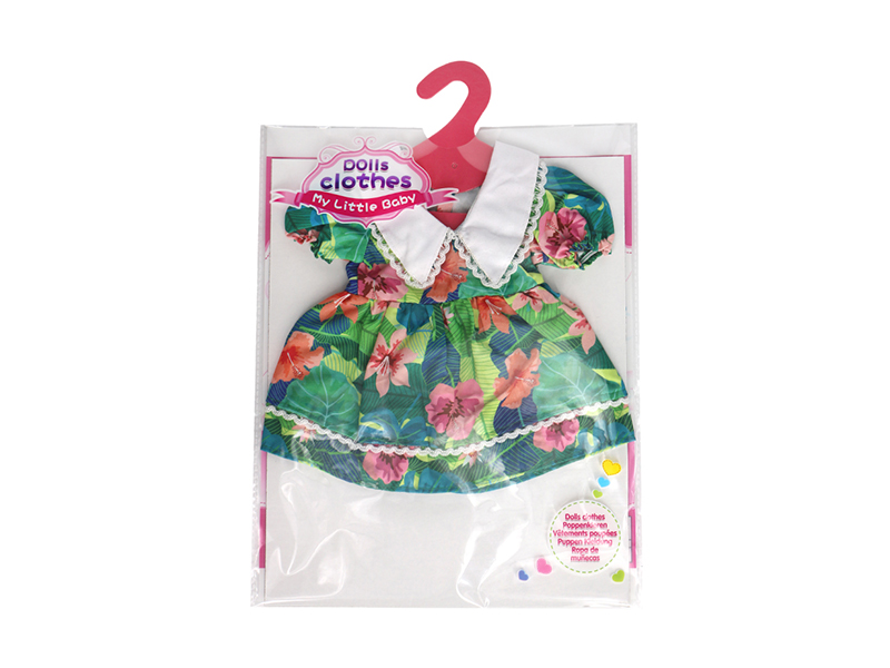 Doll Dress - Green Flower White Collar Skirt