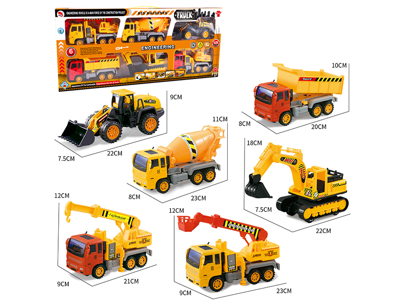 Friction 6Pcs Medium Engineering Vehicles