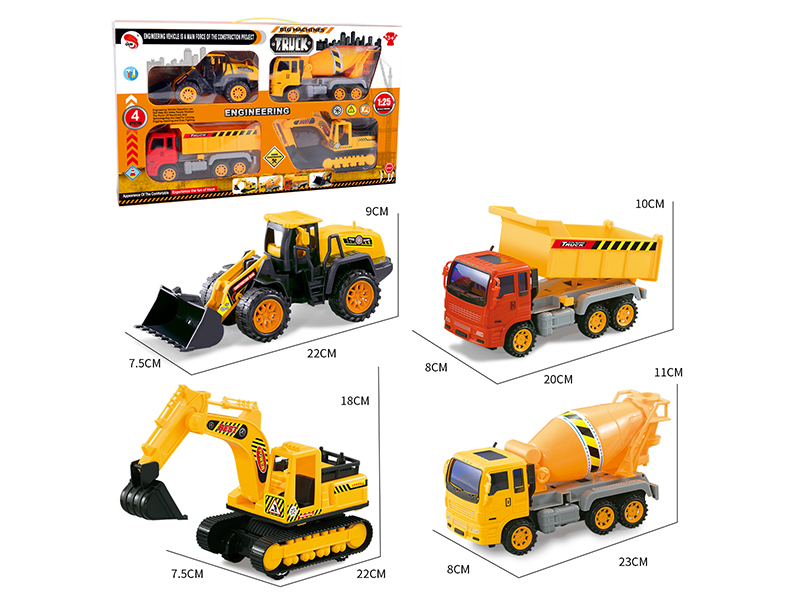 Friction 4Pcs Medium Engineering Vehicles