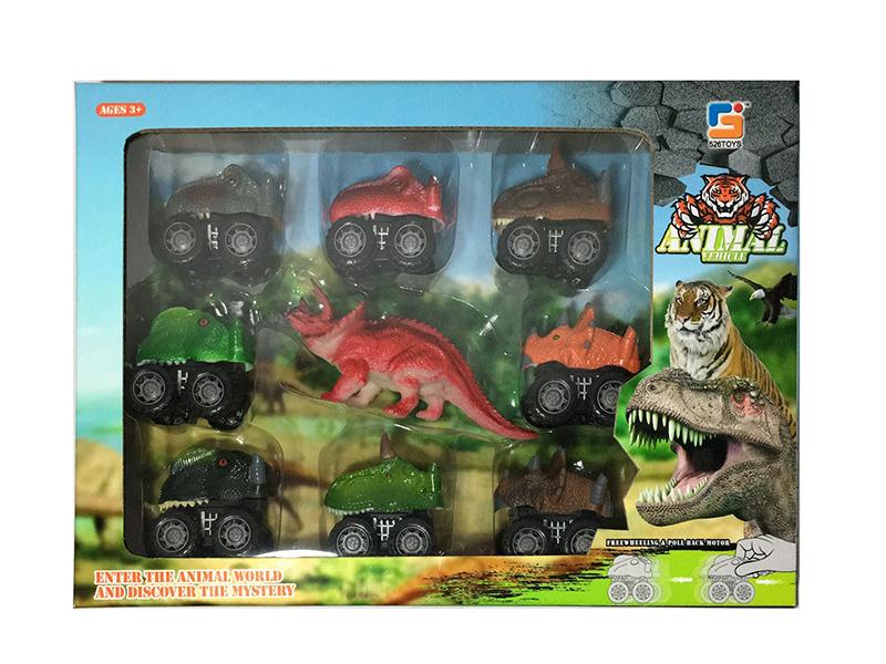 8 Dinosaur Friction Cars + 1 Animal
