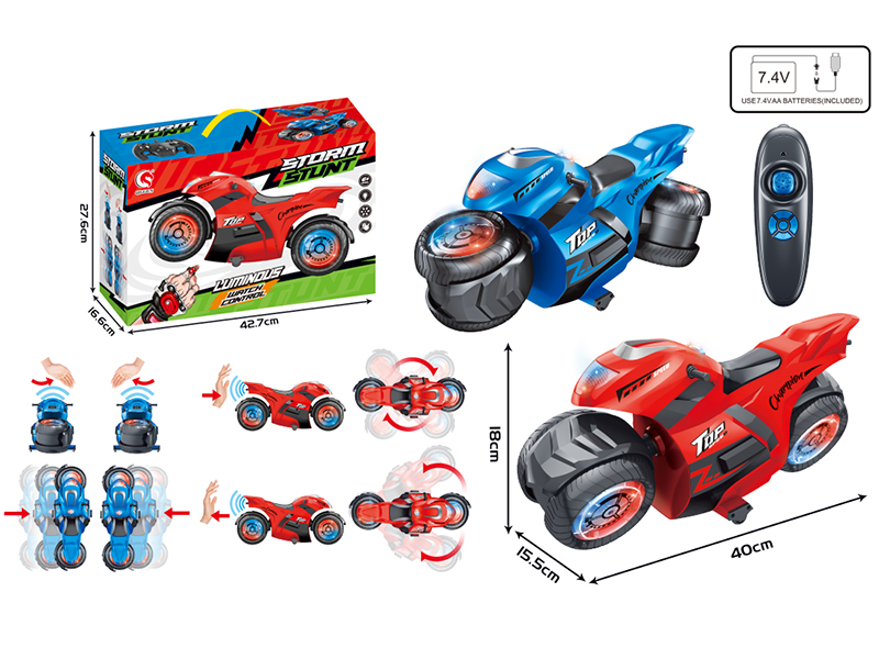 1:8 8-Channel Remote Control Omnidirectional Stunt Motorcycle