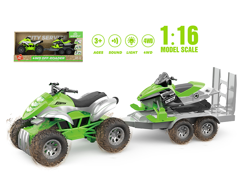 1:16 Friction Beach Motorcycle Trailer(Sound And Light)