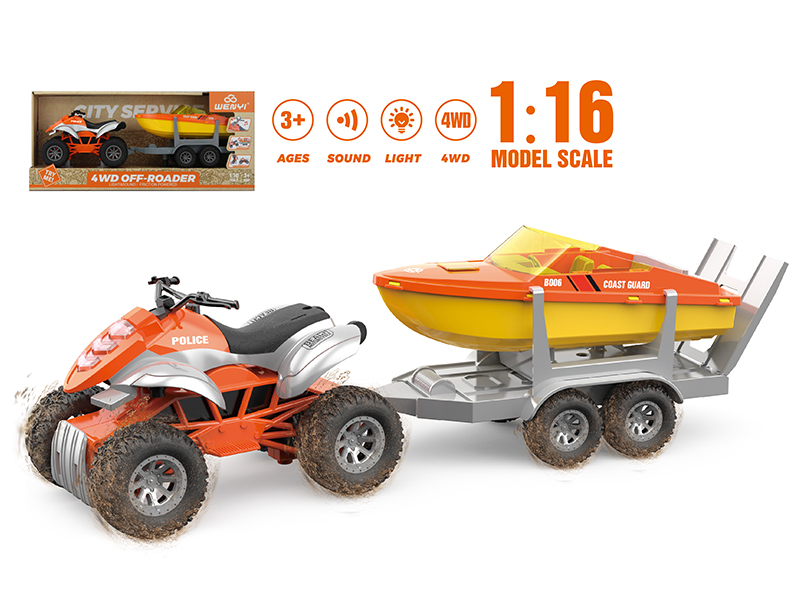 1:16 Friction Beach Motorcycle Trailer(Sound And Light)