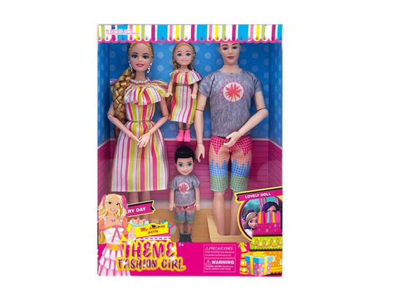 11.5 Solid 11 Joint Fashion A Family Of Four Dolls With Earrings And Necklaces