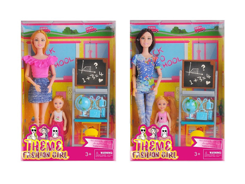 Theme 11.5 Solid  11 Joint Fashion Doll With Little Girl And Blackboard Blister Suit