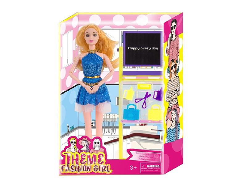 Teacher Theme 11.5 Inch 11 Joint Solid Doll With Blackboard And Teaching Materials